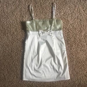 Forever 21 sequin bow gold Pearl ivory dress